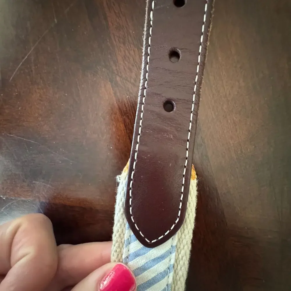 Vineyard Vines Boys' Classic Stripe Canvas Club Belt Blue White Size 24
